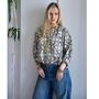 Black, White And Gold Arabesque Print Button Down Shirt, thumbnail 3 of 4