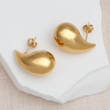 Gold Or Silver Large Teardrop Stud Earrings, 2 of 5