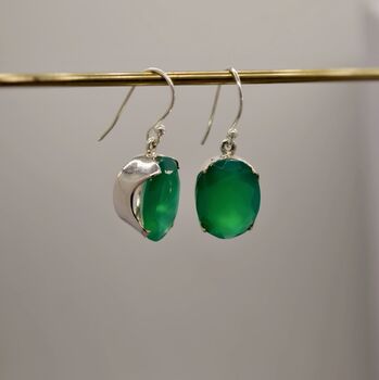 Green Onyx Silver Earrings, 9 of 12