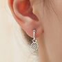 Mandala Flower Huggie Hoops In Sterling Silver, thumbnail 1 of 10