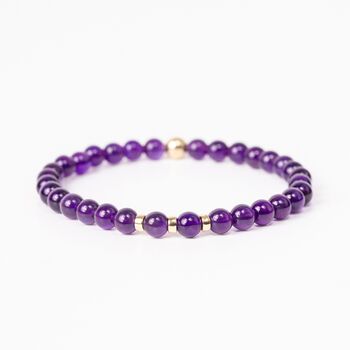 Handmade 6mm Amethyst Healing Crystal Bracelet With Gold Filled Details, 2 of 4