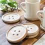 Set Of Six Giant Button Wood Coasters, thumbnail 1 of 3