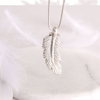 Memorial Ashes Feather Silver Pendant, 5 of 6