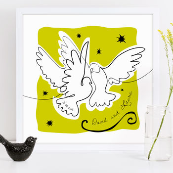Personalised Matisse Doves Cut Out Drawing, 4 of 6