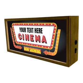 Personalised Wooden Light Box Home Cinema Now Showing, 6 of 6