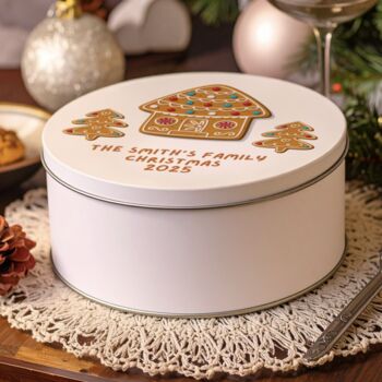 Personalised Gingerbread Family House Cake Tin, 2 of 3