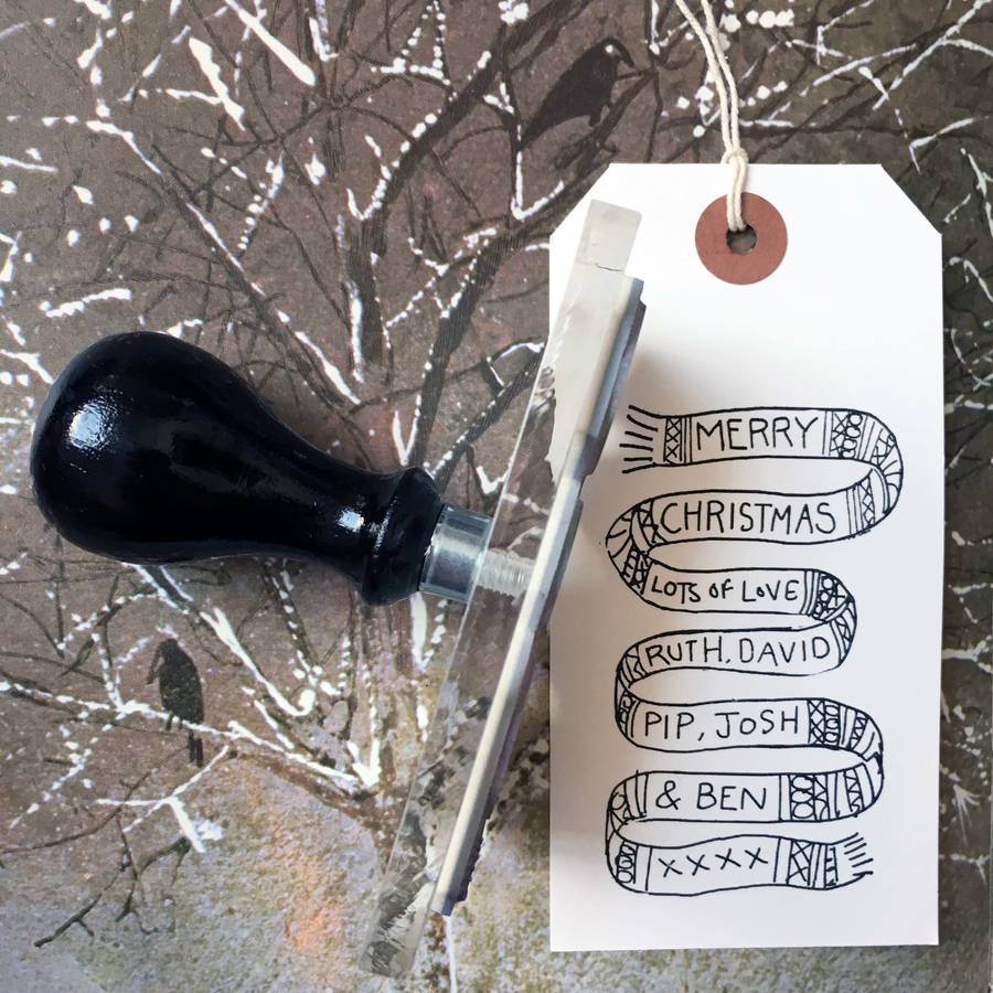 Personalised 'Christmas Scarf' Stamp, 1 of 2
