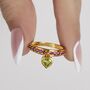 Peridot And Rhodolite Heart Charm Ring, thumbnail 5 of 6