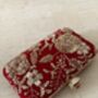 Red Handcrafted Velvet Clutch Bag, thumbnail 7 of 10