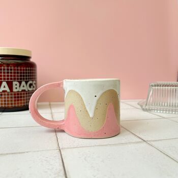 Handmade Ceramic Pink Wavy Mug, 2 of 4