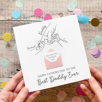 Personalised Best Daddy Father's Day Card, Children's Hands Line Art Design, 2 of 8