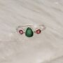 Pink Tourmaline, Emerald Silver Ring, thumbnail 5 of 6