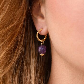 Amethyst Hoop Earrings, 2 of 4