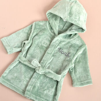 Personalised Baby Dressing Gown Floral Or Dino Print, 7 of 12
