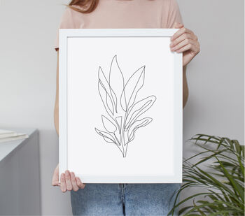 Set Of Three Black And White Floral Line Art Prints, 3 of 5