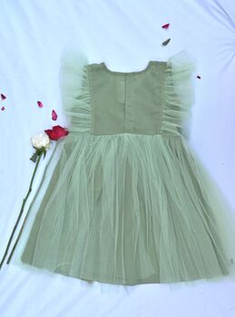 Pista Green Flare Shoulder Dress, 3 of 3