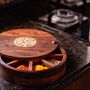 Vintage Floral Burnt Wooden Round Spice Box, thumbnail 1 of 3
