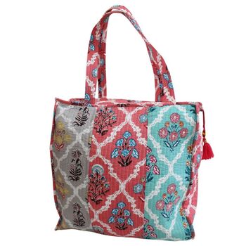 Block Printed Patchwork Floral Quilted Bag, 4 of 4