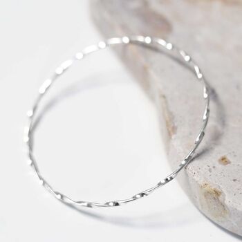 Sterling Silver Fine Twisted Bangle, 6 of 9