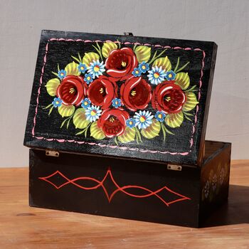Decorative Canal Roses Painted Wooden Box, 5 of 11