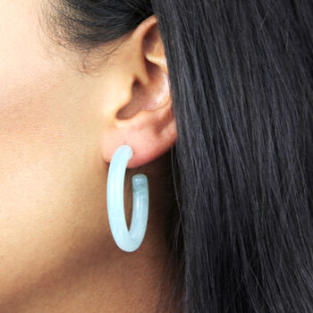 Marbled Opaque Resin Large Hoop Earrings, 4 of 9