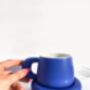 Cushion Club Ceramic Mug And Saucer Set Blueberry Blue, thumbnail 2 of 4