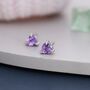 Genuine Amethyst Heart Stud Earrings In Sterling Silver, thumbnail 6 of 12