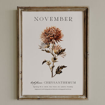 Birth Flower Wall Print 'Chrysanthemum' For November, 8 of 9