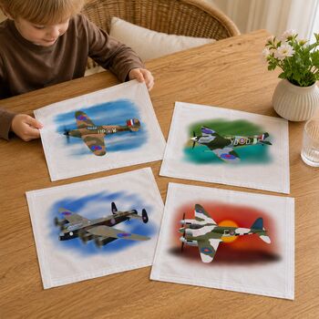 Set Of Four Handkerchiefs With Second World War Planes, 2 of 12