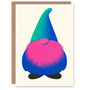 Santa Gonk Gnome Pink Blue Green Xmas Christmas Card, thumbnail 1 of 4