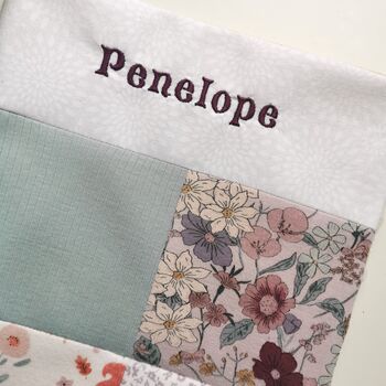 Christmas Stocking, Made From Baby Clothes, White Trim With Embroidered Name, Fully Lined, 7 of 8