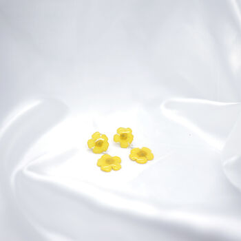 Buttercup Pressed Flower Sterling Silver Studs, 3 of 10