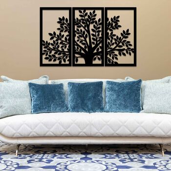 Three Panel Wooden Tree Wall Art, Home Or Office Decor, 4 of 9