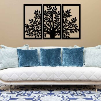 Three Panel Wooden Tree Wall Art, Home Or Office Decor, 5 of 10