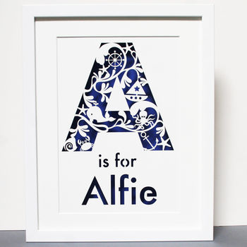 Personalised Name Paper Cut Picture Nautical Theme, 3 of 7