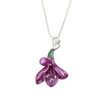 Freesia Purple Flower Pendant Necklace, 4 of 5