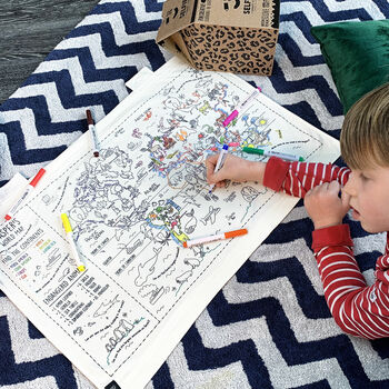 Personalised Colour Your Own World Map Fabric Wall Art, 5 of 10