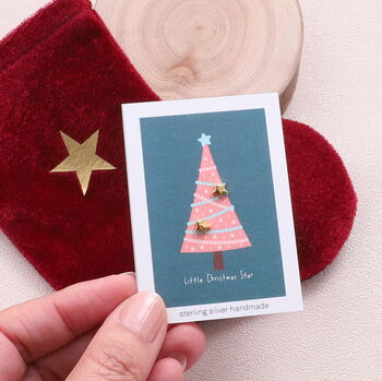 Mini Stocking Christmas Star Earrings, 2 of 10
