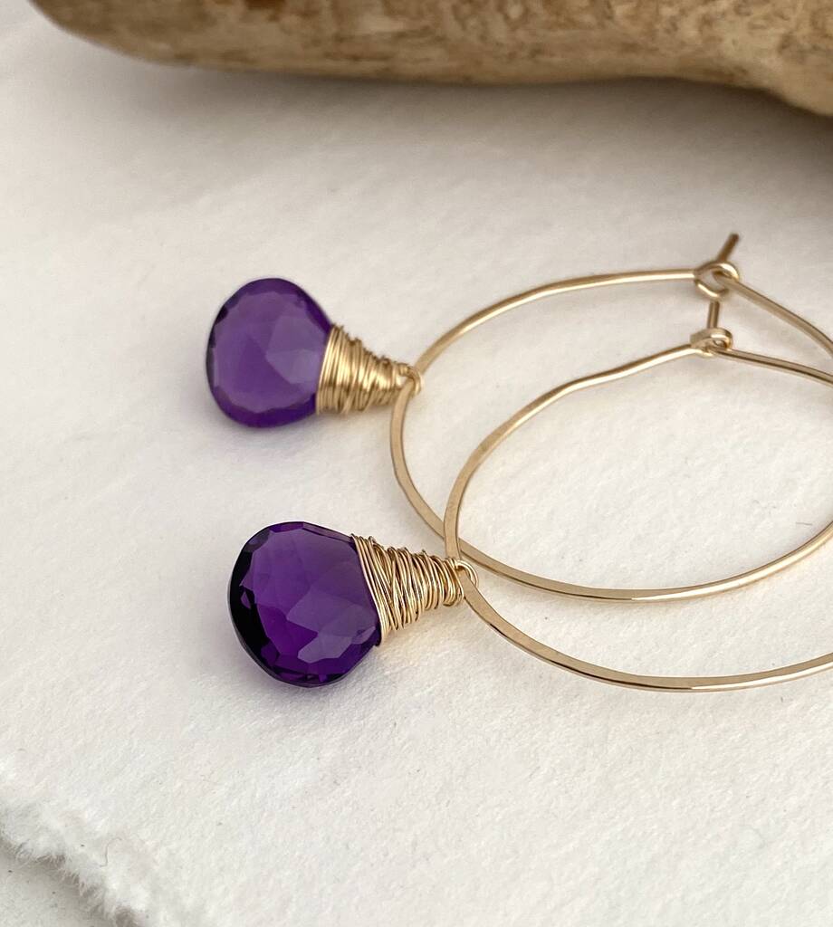 Amethyst Hoop Earrings By Sarah Hickey