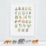 Kid's Bright Jungle Animal Alphabet Nursery Art Print, thumbnail 2 of 9