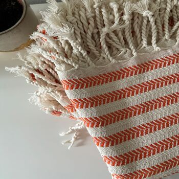 Orange Striped Cotton Sofa Throw, 7 of 10