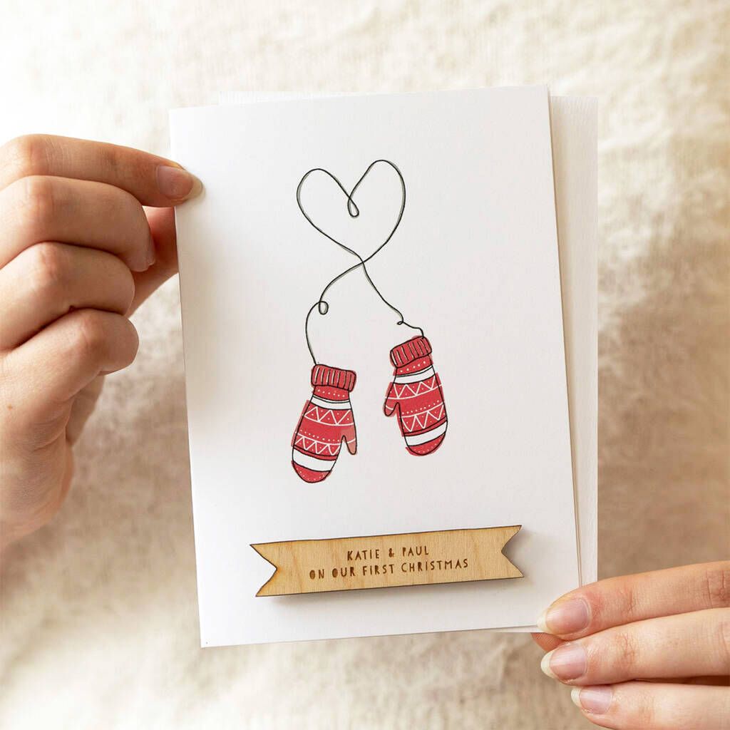Personalised Cosy Mittens Christmas Card, 1 of 2