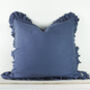 Blue Linen Ruffle Cushion, thumbnail 2 of 2