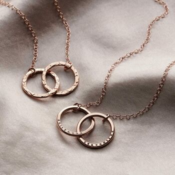 Personalised Textured Medium Double Hoop Names Necklace, 5 of 9