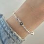 Sterling Silver April Crystal Gemstone Beaded Bracelet: April Birthstone Personalised Initial Heart, thumbnail 3 of 7