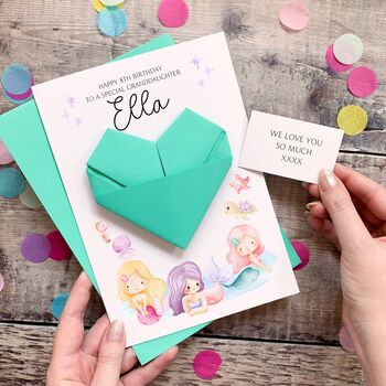 Personalised Origami Birthday Card – Mermaid Design For Daughter, Niece Or Granddaughter, 2 of 9