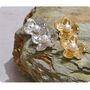 Paris D’or Gold Pearl Flower V Blossom Gift Earrings, thumbnail 5 of 5