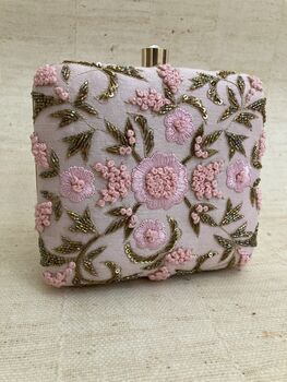 Pink Square Floral Handcrafted Clutch Bag, 4 of 6