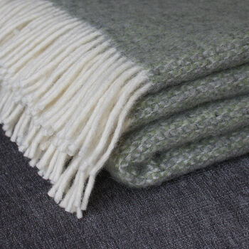 Green And Grey Woven Wool Throw, 4 of 5