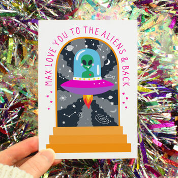Personalised Alien Love You Anniversary Greeting Card, 4 of 6